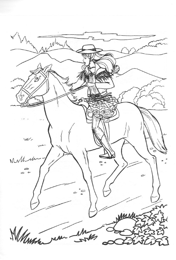Barbie and her Horse go to the countryside Coloring Page