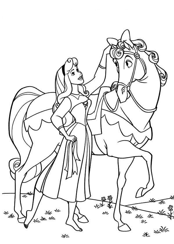 Barbie dresses up her horse Coloring Page