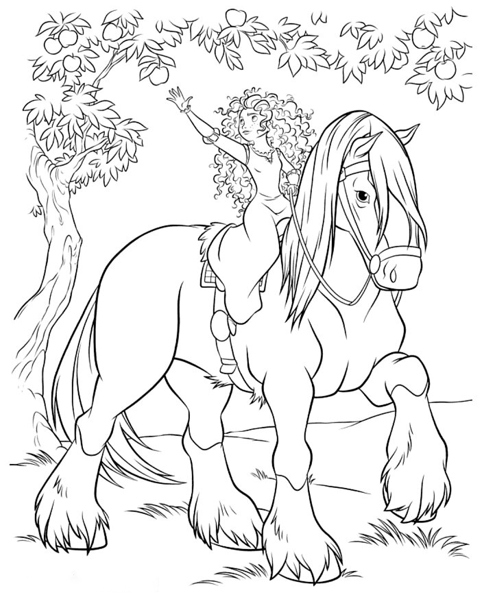 Barbie Horse and Fruit trees Coloring Page