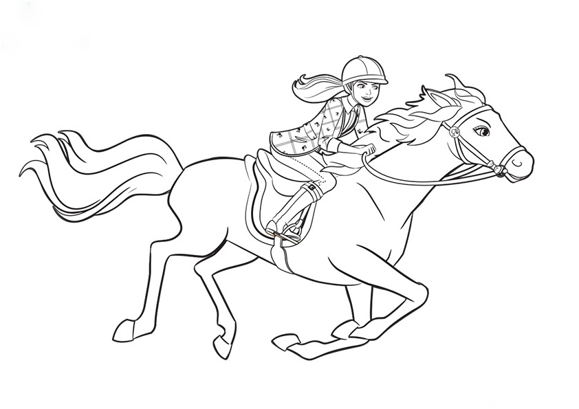 Barbie Horse is running Coloring Page