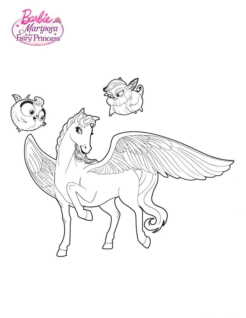Barbie Horse Mariposa Coloring Pages