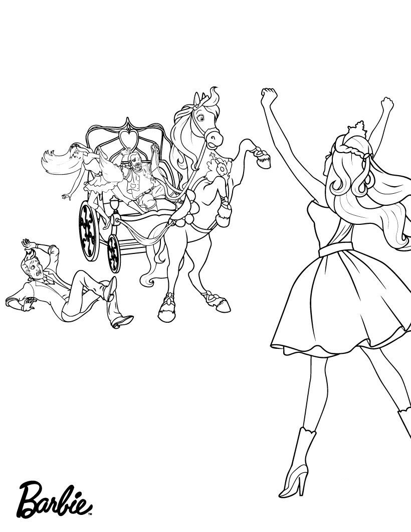 Barbie Horse neighs Coloring Pages