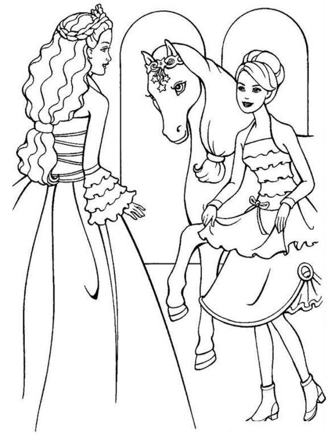 Barbie Horse wears ribbons Coloring Page