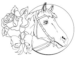Barbie Horse with roses Coloring Pages