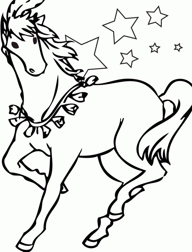 Barbie Horse with Stars Coloring Page