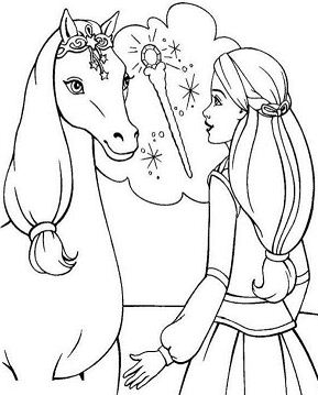 Barbie Horse Coloring Page