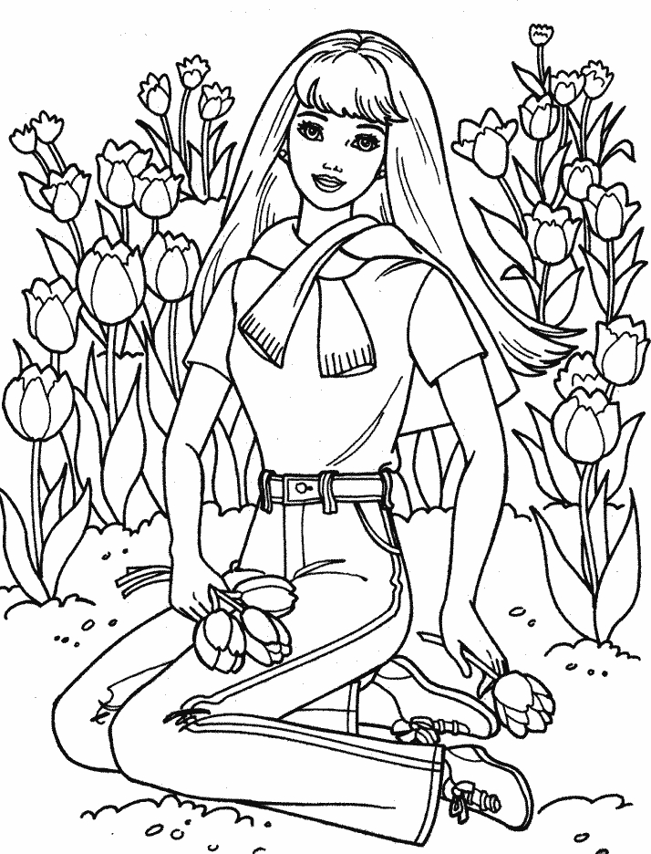 Barbie In The Garden Coloring Pages