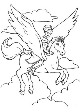 Barbie Rides Horse Coloring Pages