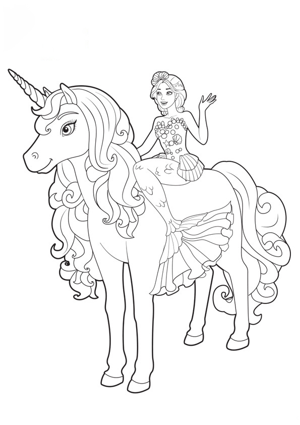 Barbie with unicorn Coloring Pages - Barbie Horse Coloring Pages