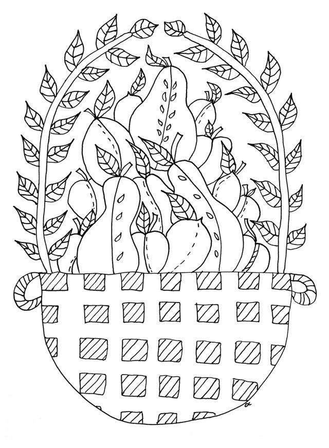 Basket Of Fruit Coloring Pages