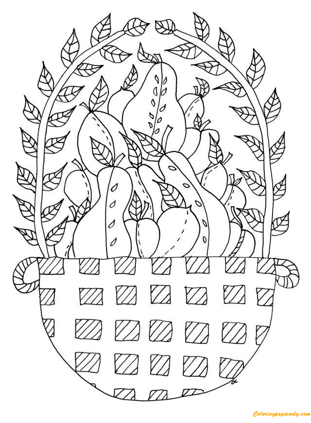 Basket Of Fruit Coloring Pages - Hard Coloring Pages - Coloring Pages