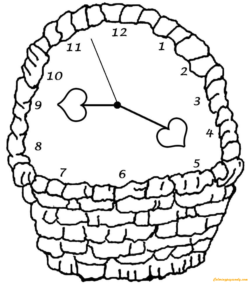 Basket Wall Clock Coloring Pages