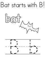 Bat starts with B Coloring Page
