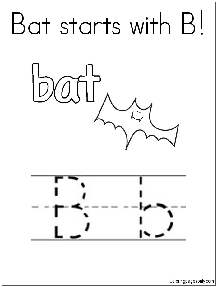 Bat Starts With B Coloring Pages Alphabet Coloring Pages Coloring Pages For Kids And Adults