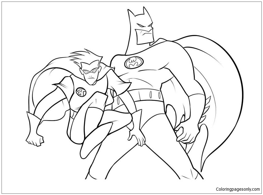 Pagina da colorare di Batman e Robin