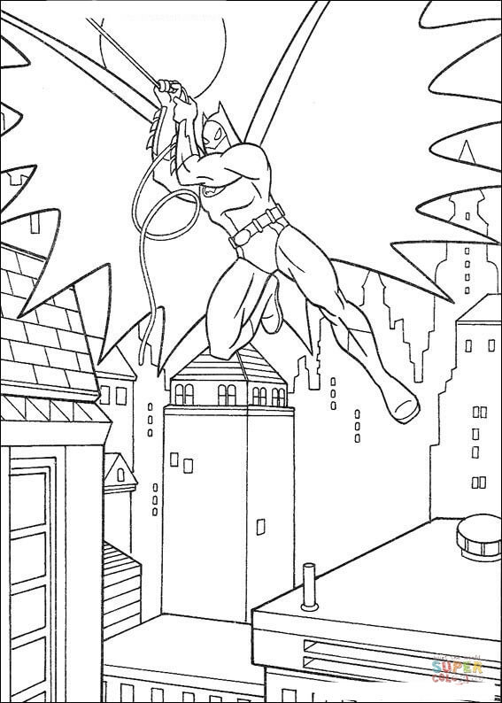 Batman in action from Batman Coloring Pages