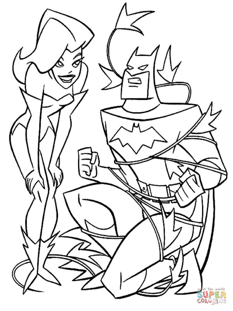 Poison Ivy Green And Batman From Batman Coloring Pages