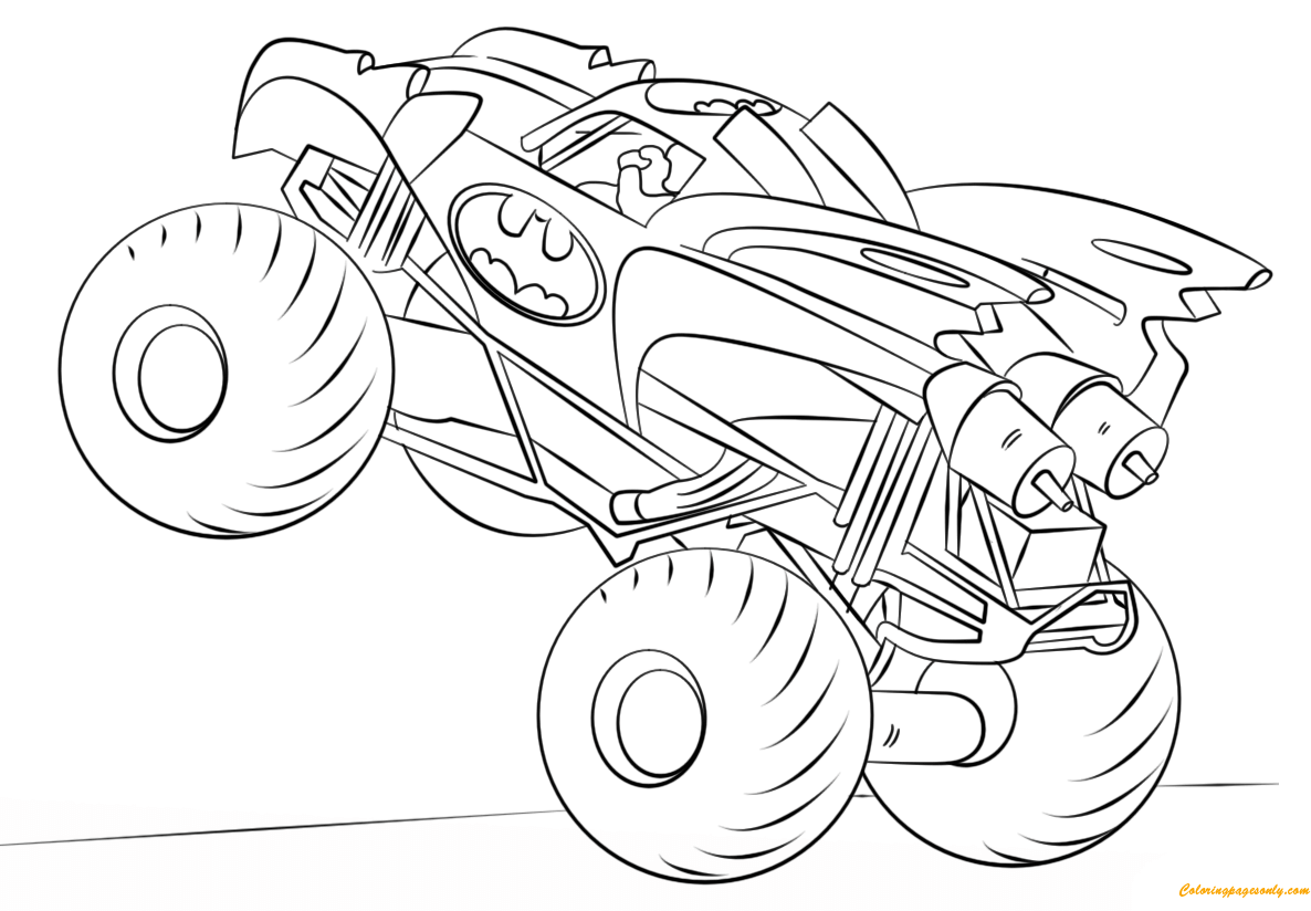 Página para colorir do Batman Monster Truck