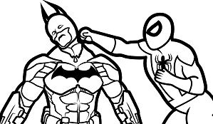 Раскраска Бэтмен против Человека-паука