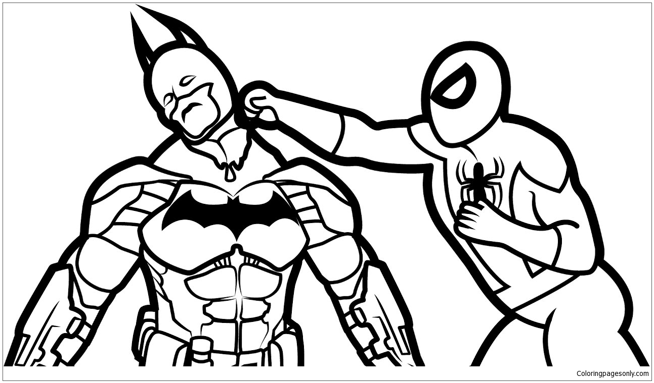 coloring pages batman spiderman