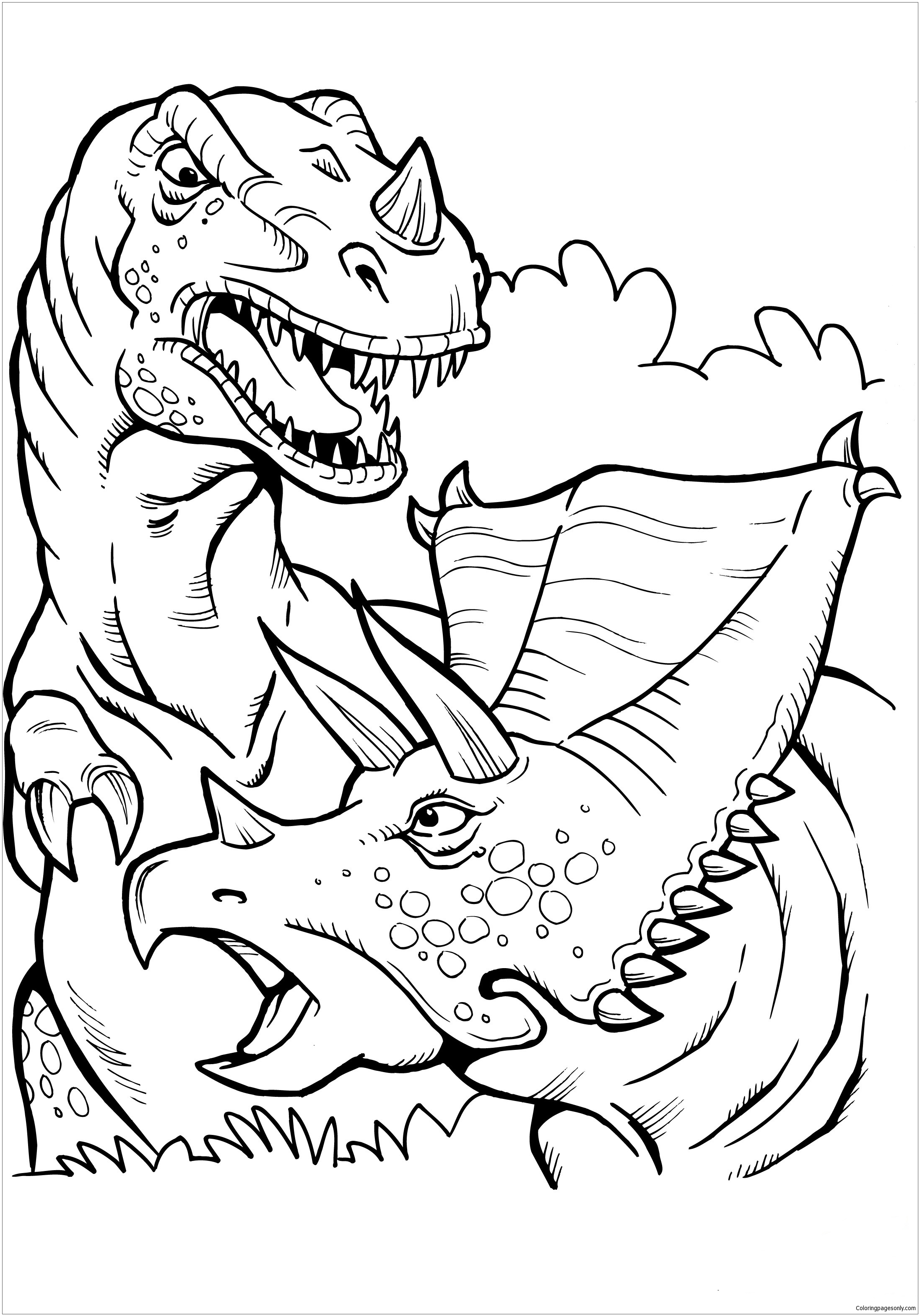 t rex coloring page for kids