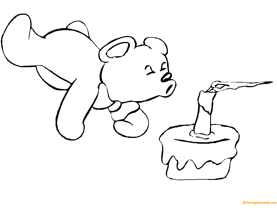 Bear Blow The Candle Coloring Pages