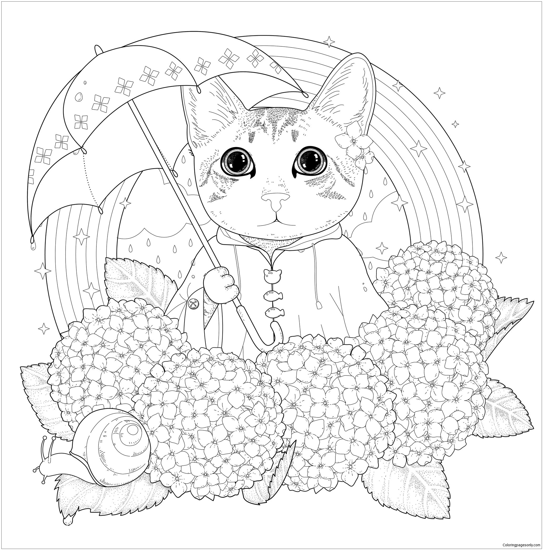 Beautiful Cat Coloring Page