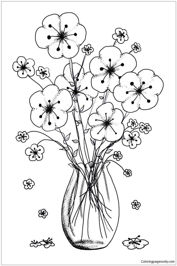 flowers in a vase coloring pages