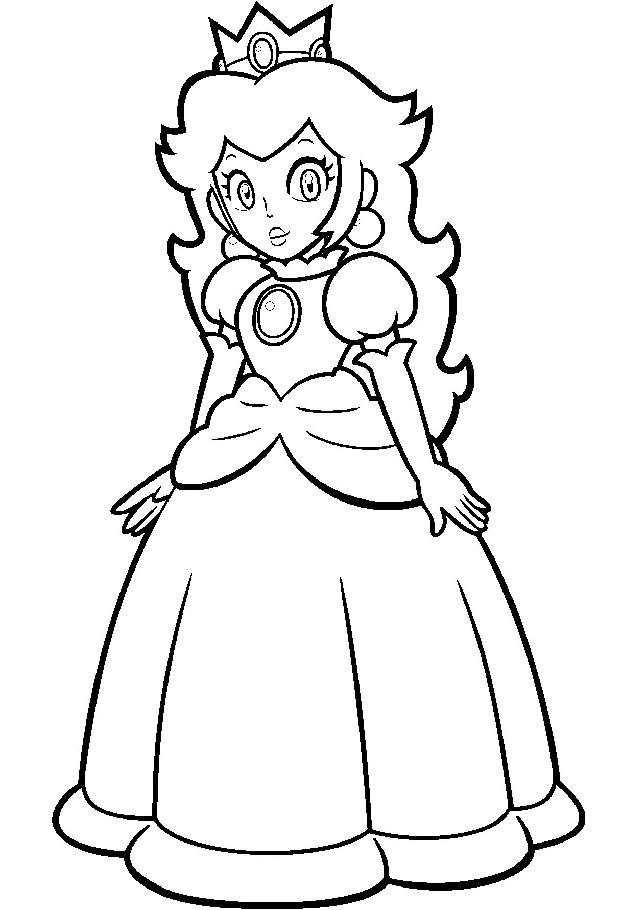 Beautiful Princess Peach from Super Mario Games Coloring Page