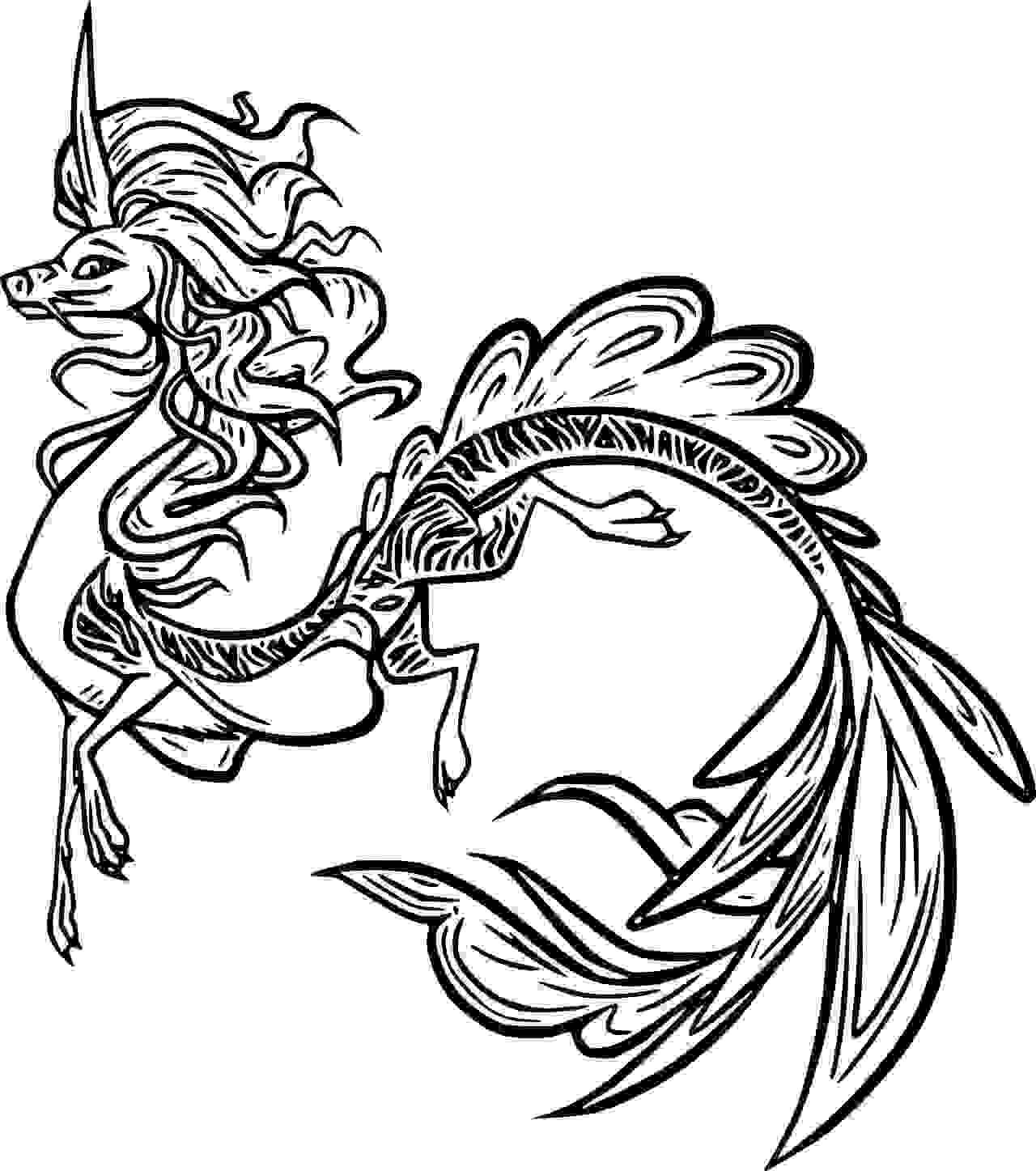 Desenho do lindo dragão Sisu de Raya e o último dragão para colorir