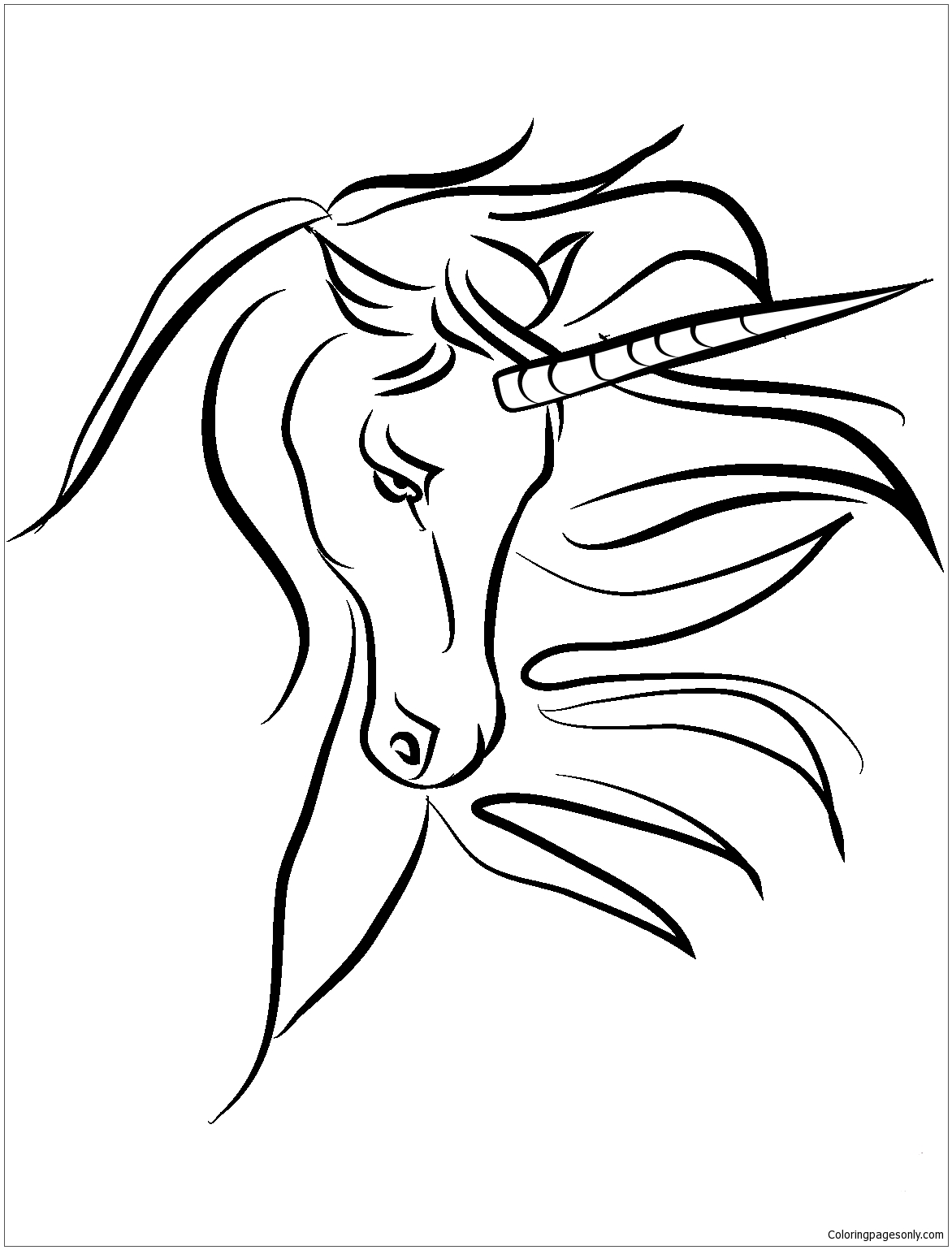 Beautiful Unicorn 2 Coloring Page - Free Coloring Pages Online