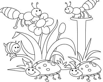 Bees During Spring Season Coloring Page