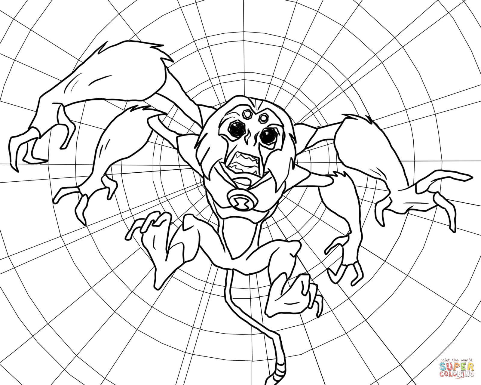 Desenho de Macaco-aranha pendurado para colorir