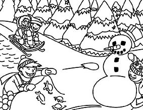 Best Kids Playing In Winter Coloring Page