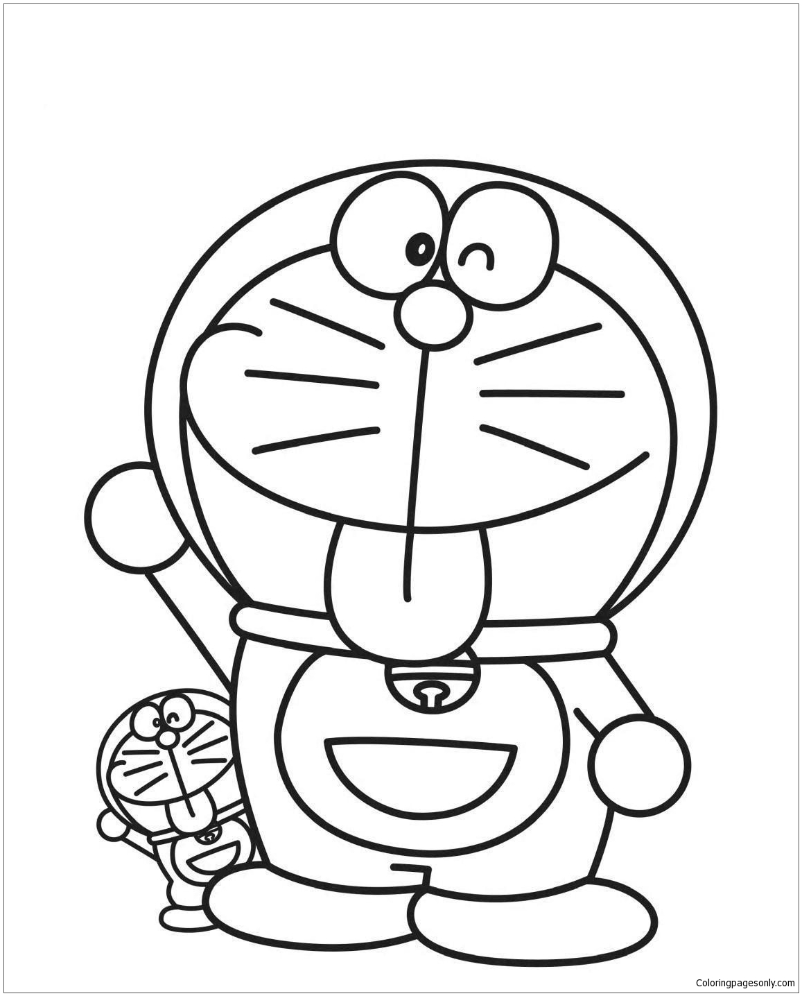 Grote en kleine Doraemon kleurplaat