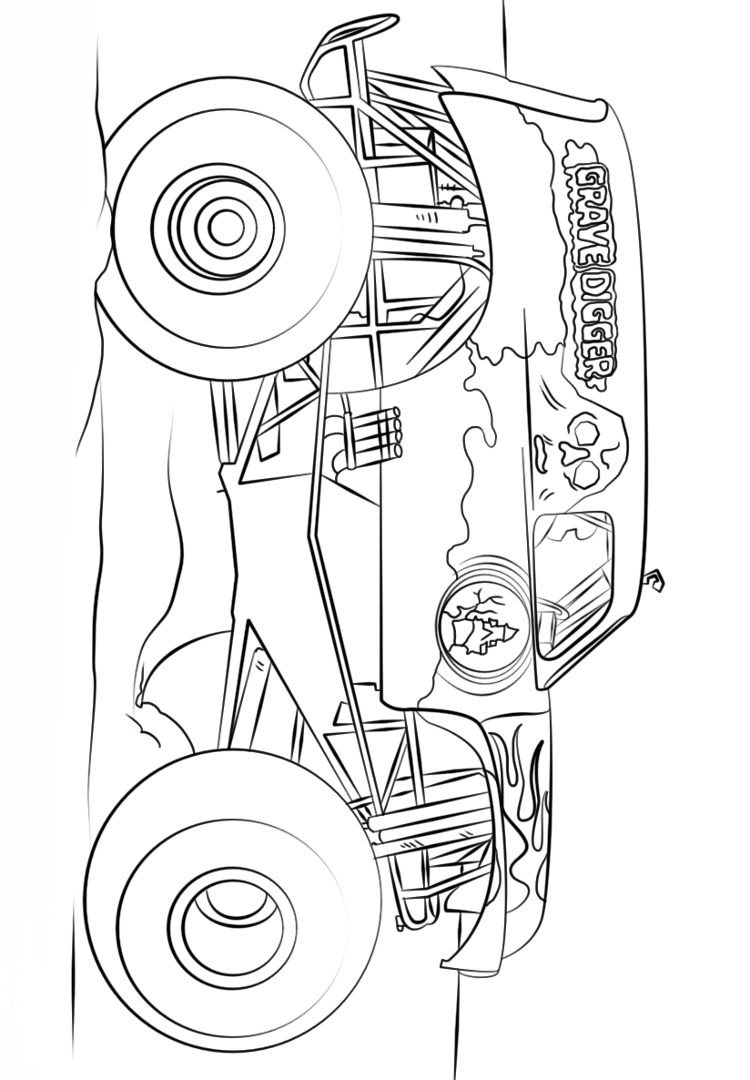 Big Grave Digger Monster Truck Coloring Page