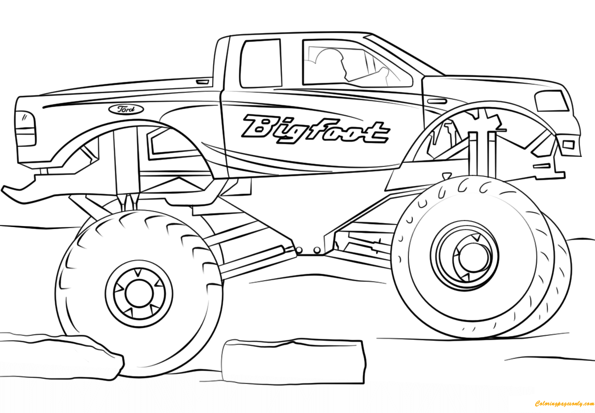 Página para colorir de Bigfoot Monster Truck