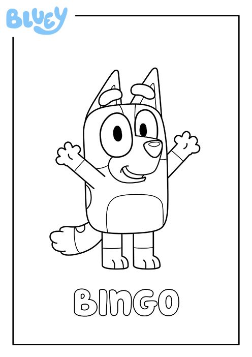 Bingo Bluey Character Coloring Page