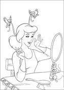 Birds Help Cinderella To Make Her Ribbon  from Cinderella Coloring Page