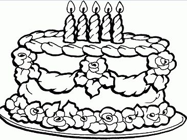 Раскраска Торт ко дню рождения 1