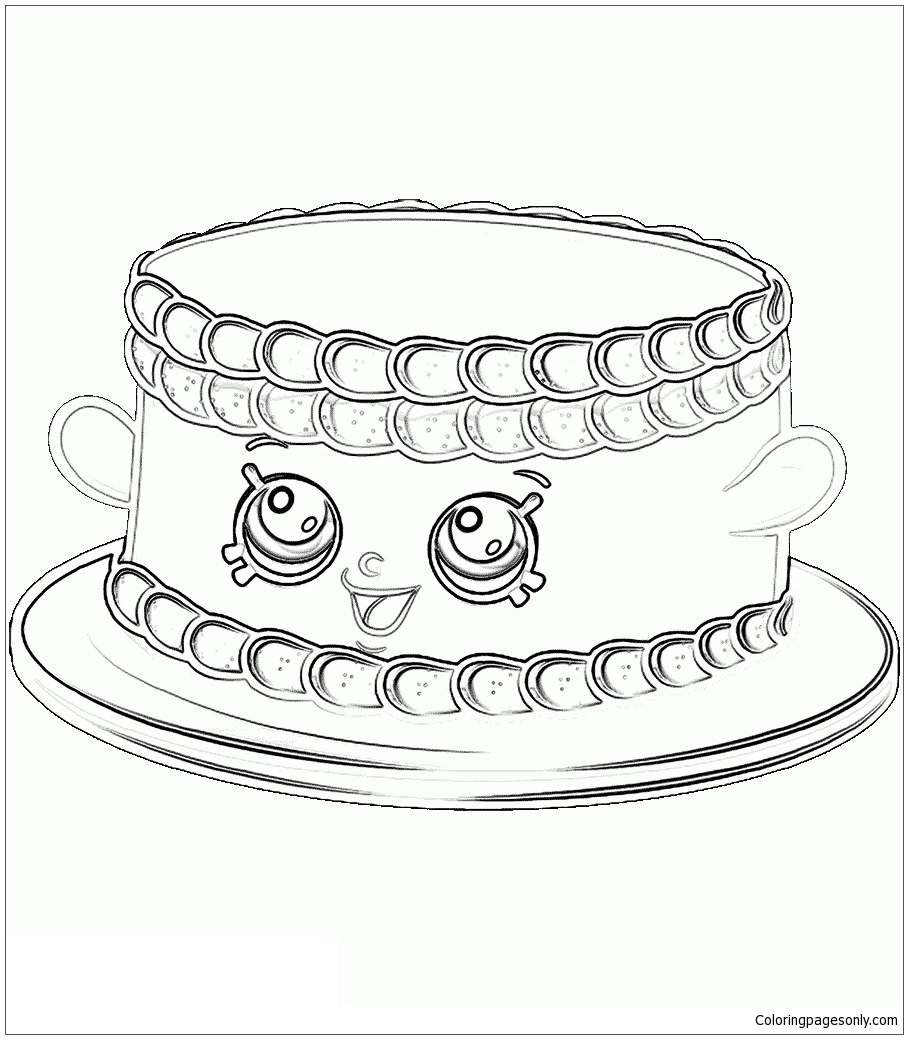 Birthday Cake Shopkin Coloring Page