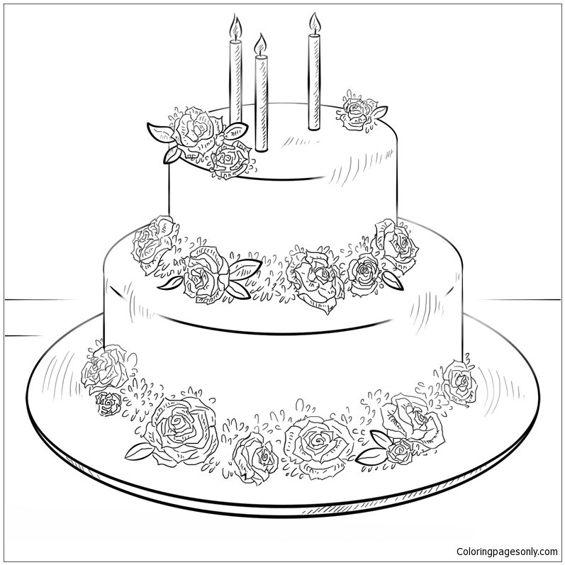 Gâteau d'anniversaire avec des roses de desserts