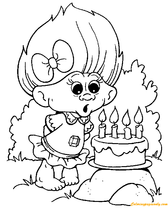 birthday troll coloring page  free coloring pages online