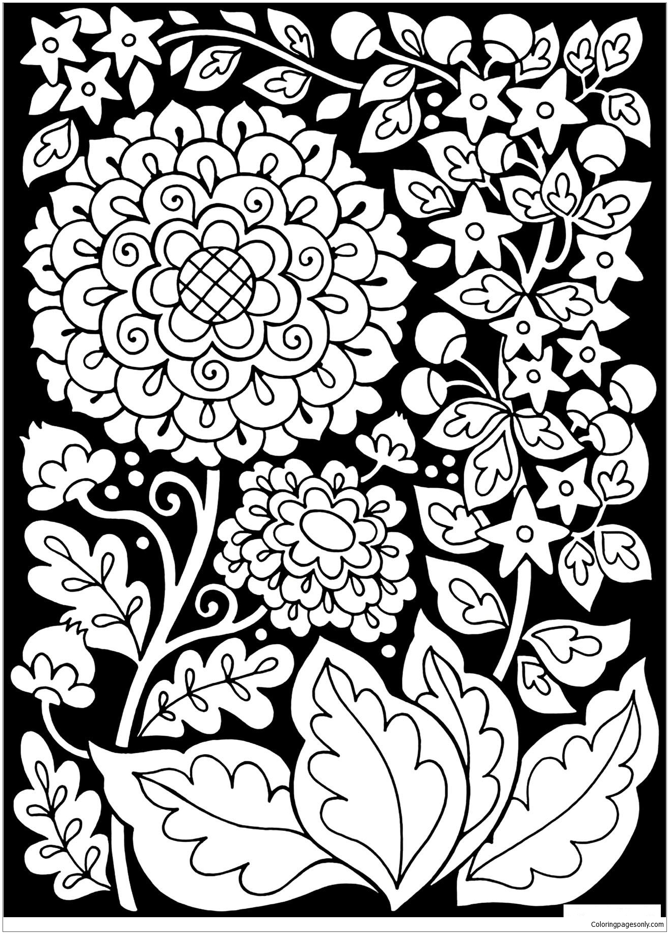 Black Background With Flowers Coloring Pages Hard Coloring Pages Coloring Pages For Kids And Adults