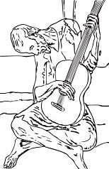 Blue Guitar By Pablo Picasso Coloring Pages