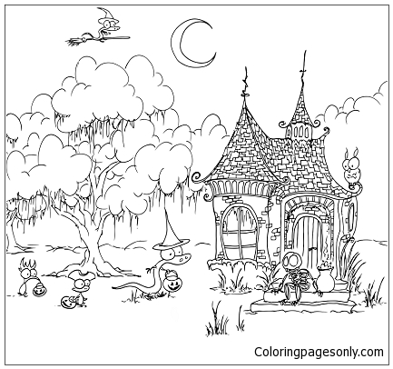 Bluebison Creatures Trick-or-treating Coloring Pages