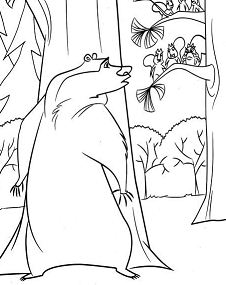 Boog Is Hiding Behind The Tree Coloring Pages