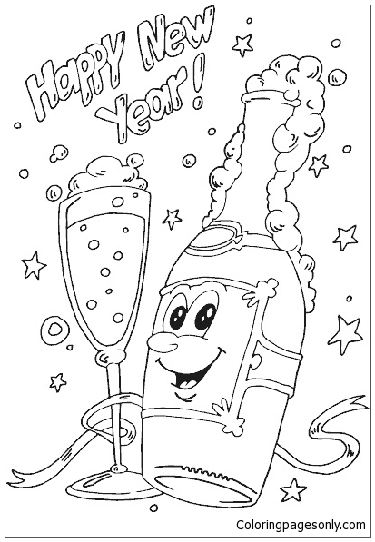 Bottle Of Champagne Coloring Pages