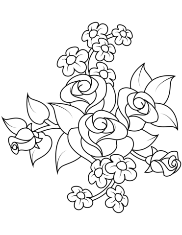 Bouquet of Roses Coloring Page