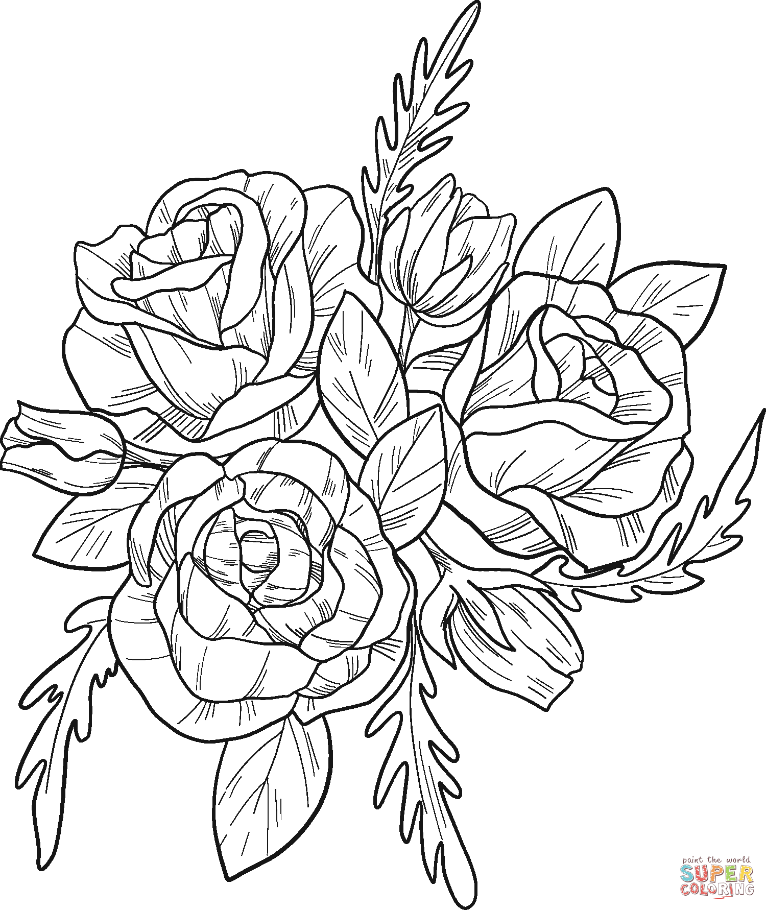 Bouquet of Roses Coloring Pages   Roses Coloring Pages   Coloring ...